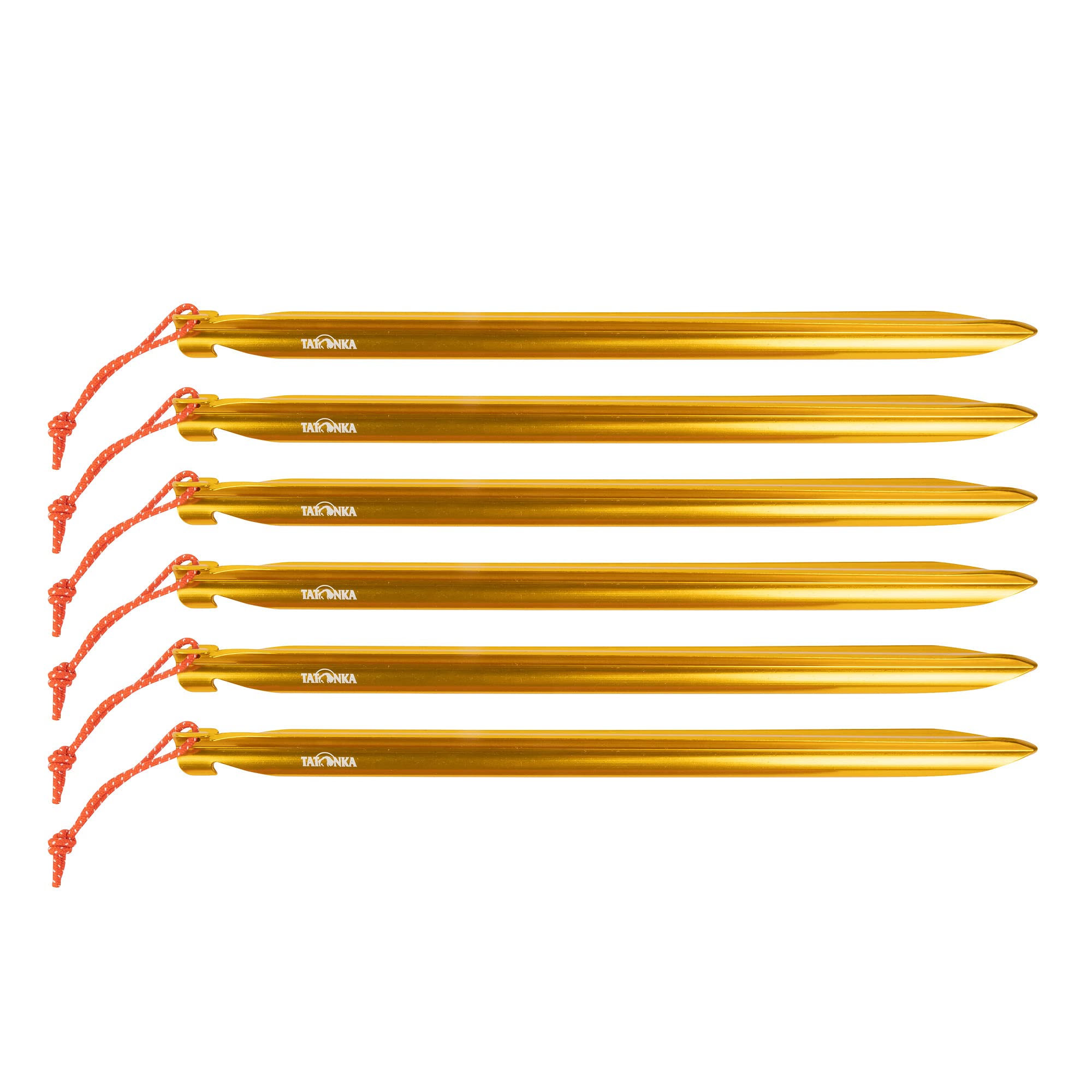 Tatonka Zelthering/Tent Peg Pro 25cm (6 Stück) - Leichte Zeltheringe aus Aluminium und mit Y-Profil - 25 cm lang und in gut sichtbarem Gold - Im 6er-Pack