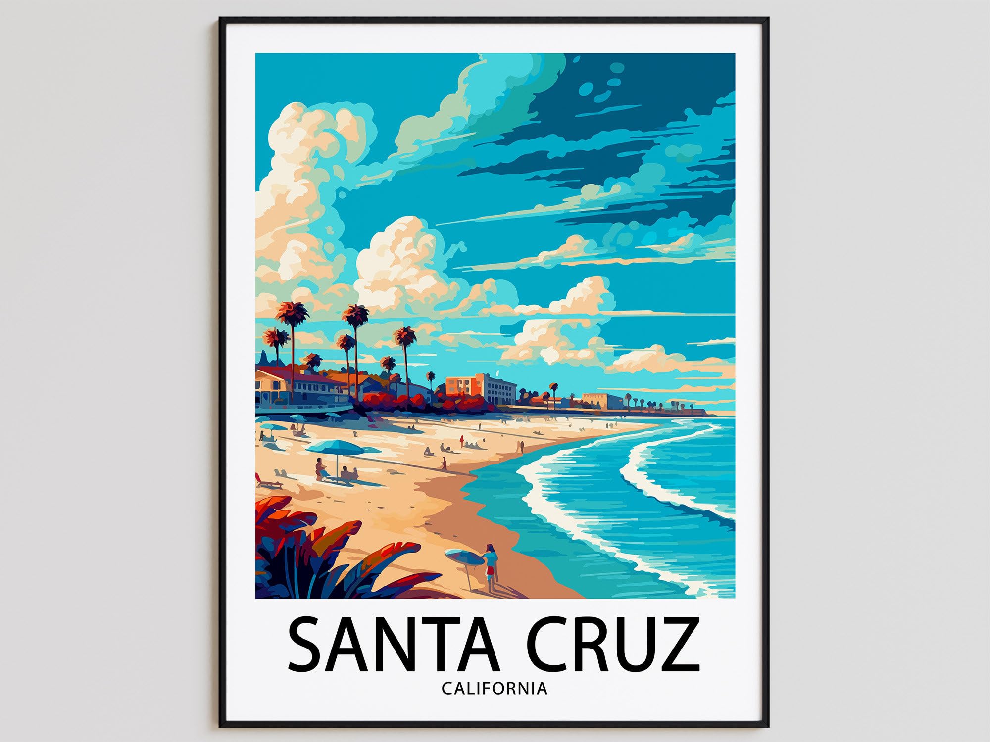 SANTA CRUZ ポスター Amazon.com: Santa Cruz Travel Poster Santa Cruz Print California