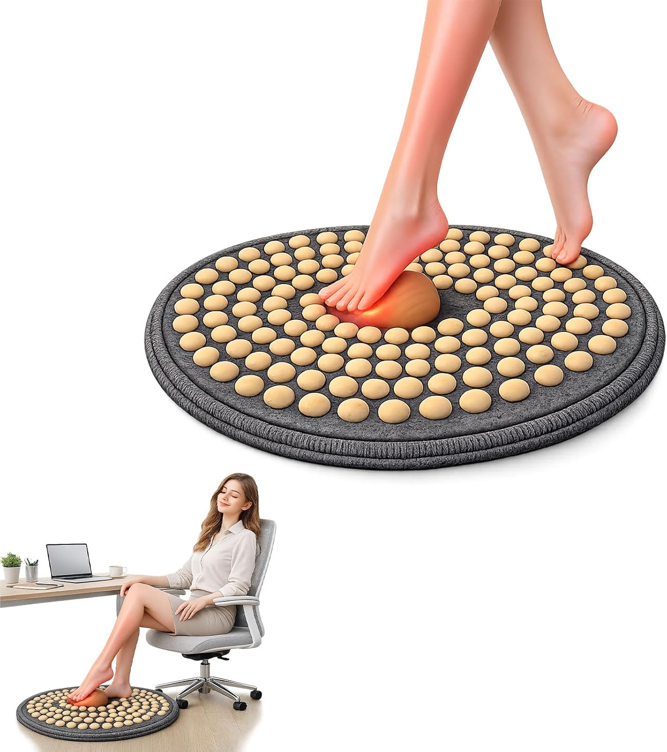 Foot Massage Mat Made from Natural Hardwood for Daily Relaxation, Foldable Acupressure Pad for Standing & Sitting, Designed for Office Workers, Long Standing Jobs & Home Use