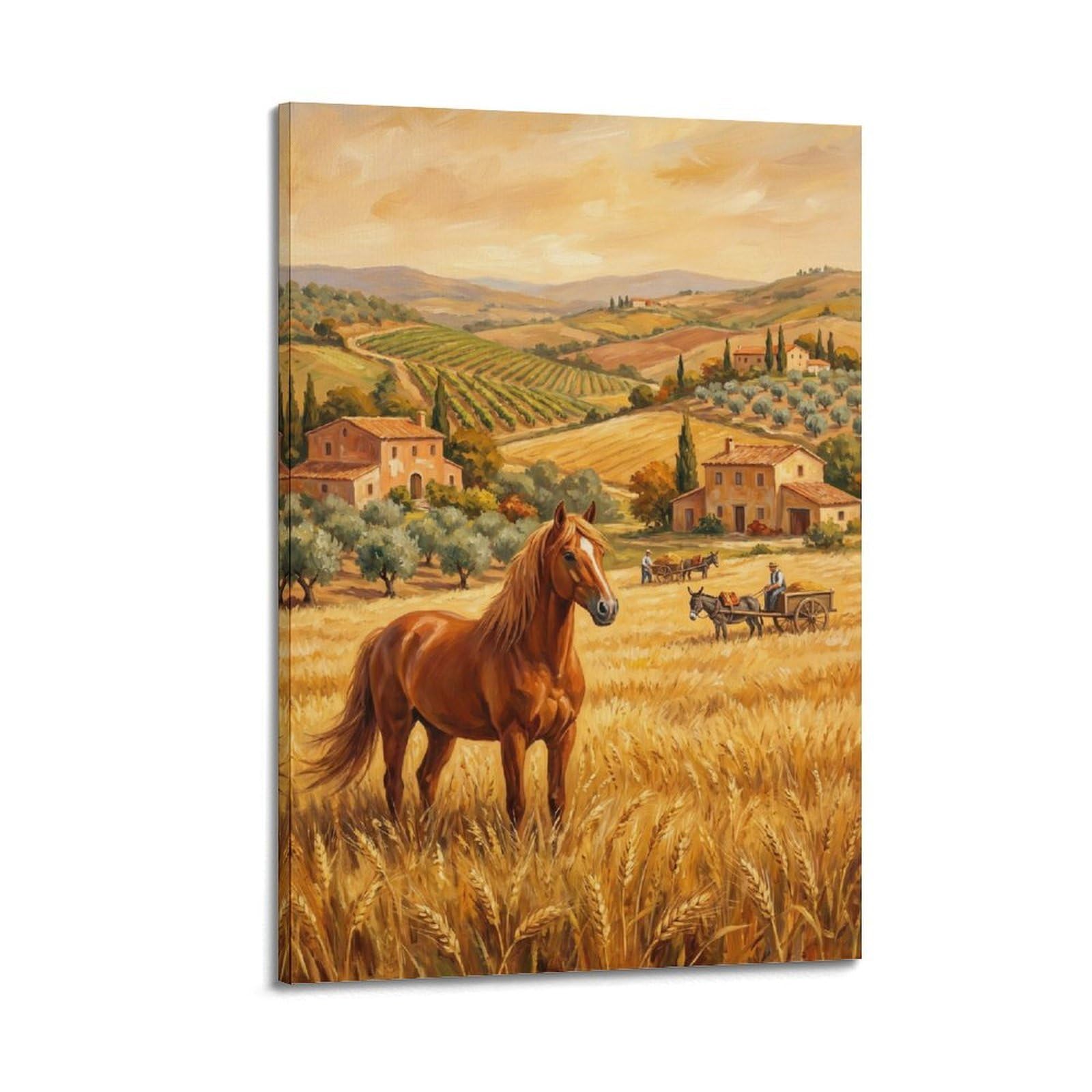 XKUGA Andalusia Horseback Riding Travel Poster Autumn Harvest Vineyard Modern Decorative Canvas Prints - Ideal Wall Art for Family, Man Cave, Game Room, Boys & Girls Bedroom 20x30inch(50x75cm)