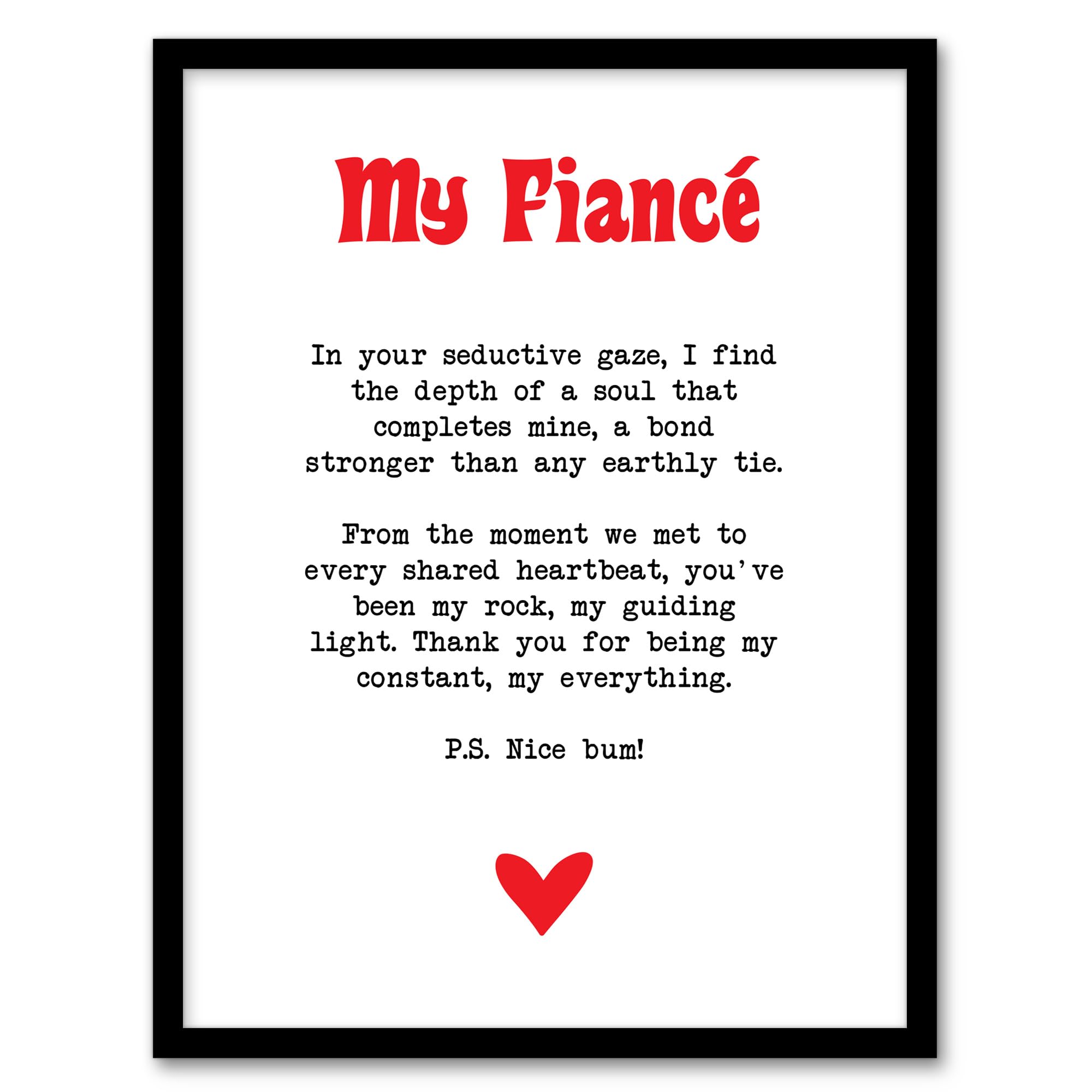 Love Poem My Everything Fiancé Romantic Poetry Wall Art Poster Print