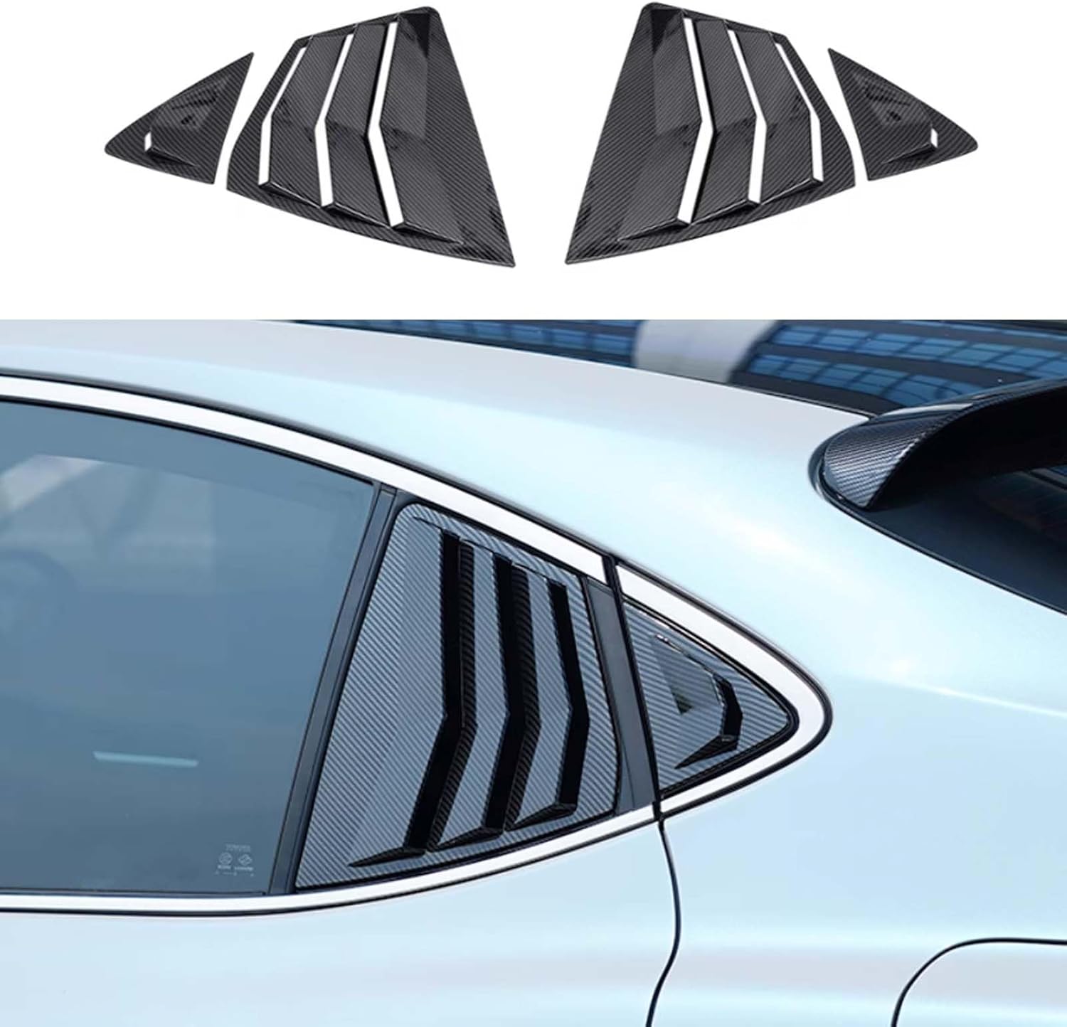 Car Window Louvers for Toyota Camry 2025 2026, Rear Side Window Decorative Cover, Black Auto Air Vent Blinds Accessories (Carbon Fiber Style)