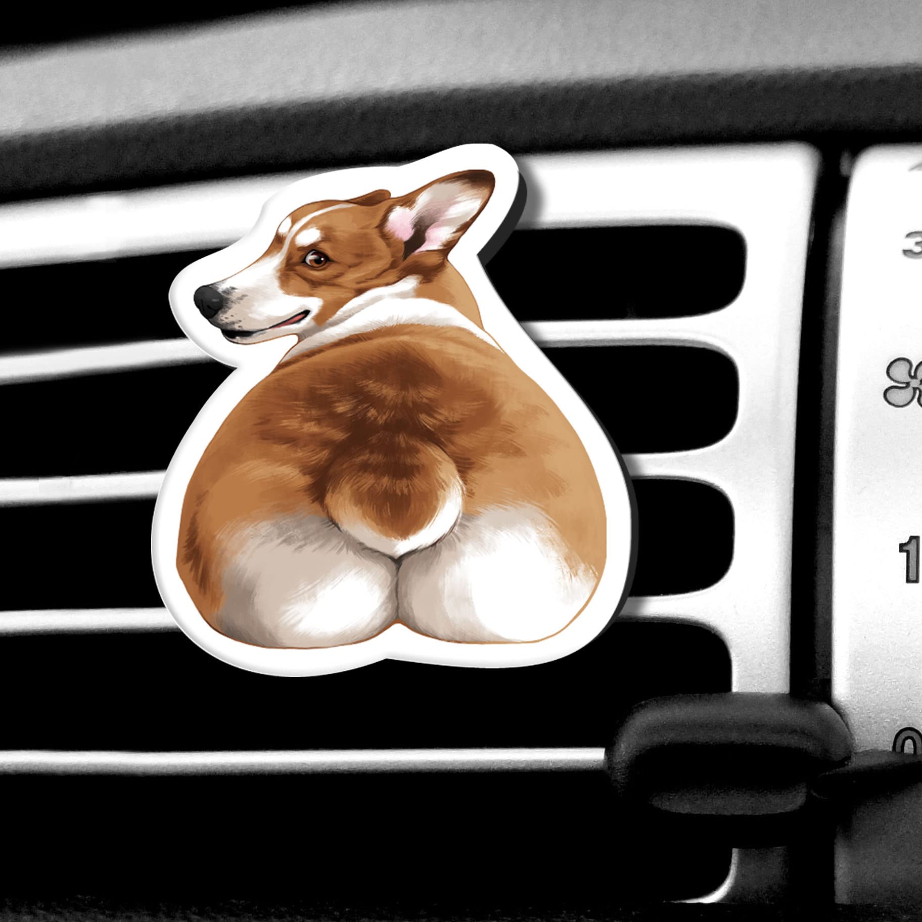 WIRESTER Fresh Scented Car Air Freshener Vent Clip, Decorative Accessories, Interior Decoration for Cars - Cute Animal Butt, Cute Dog Cat, Dog Butt Looking Back, Dog Lying
