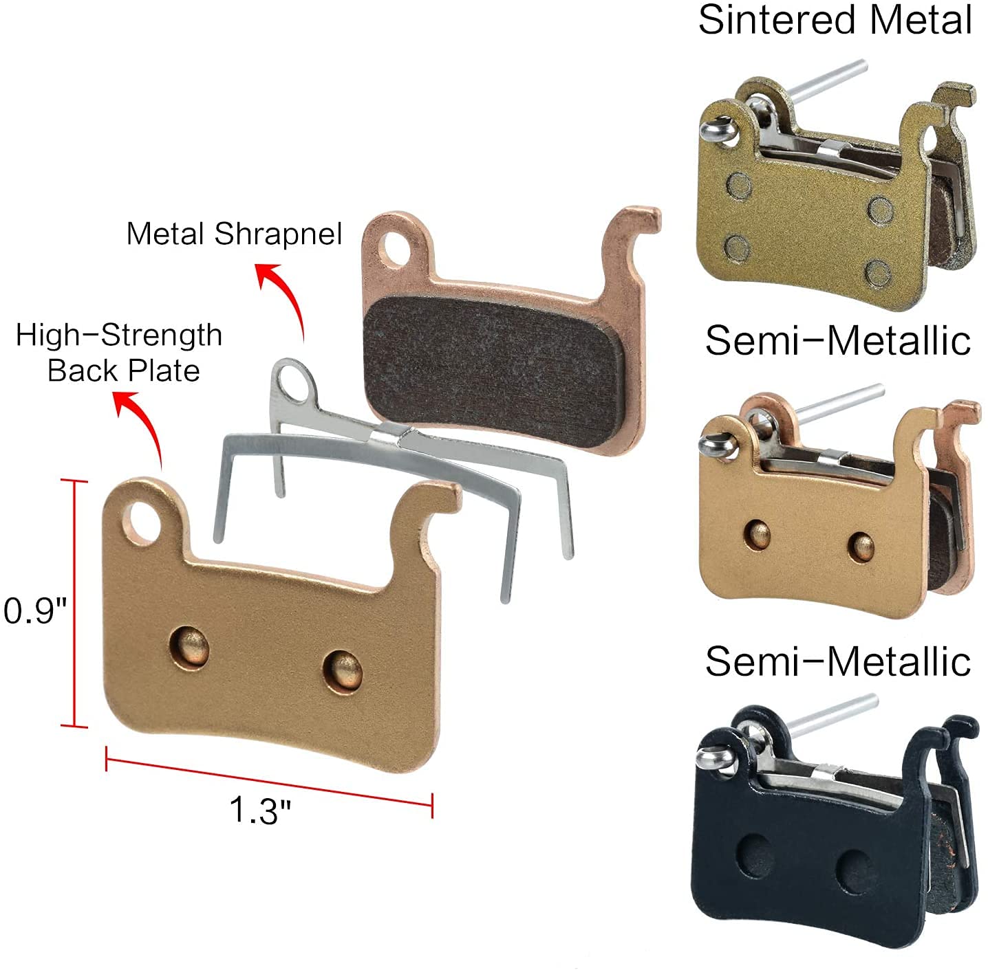 Lot de 4 plaquettes de frein en résine semi-métallique pour VTT, kit de freins hydrauliques