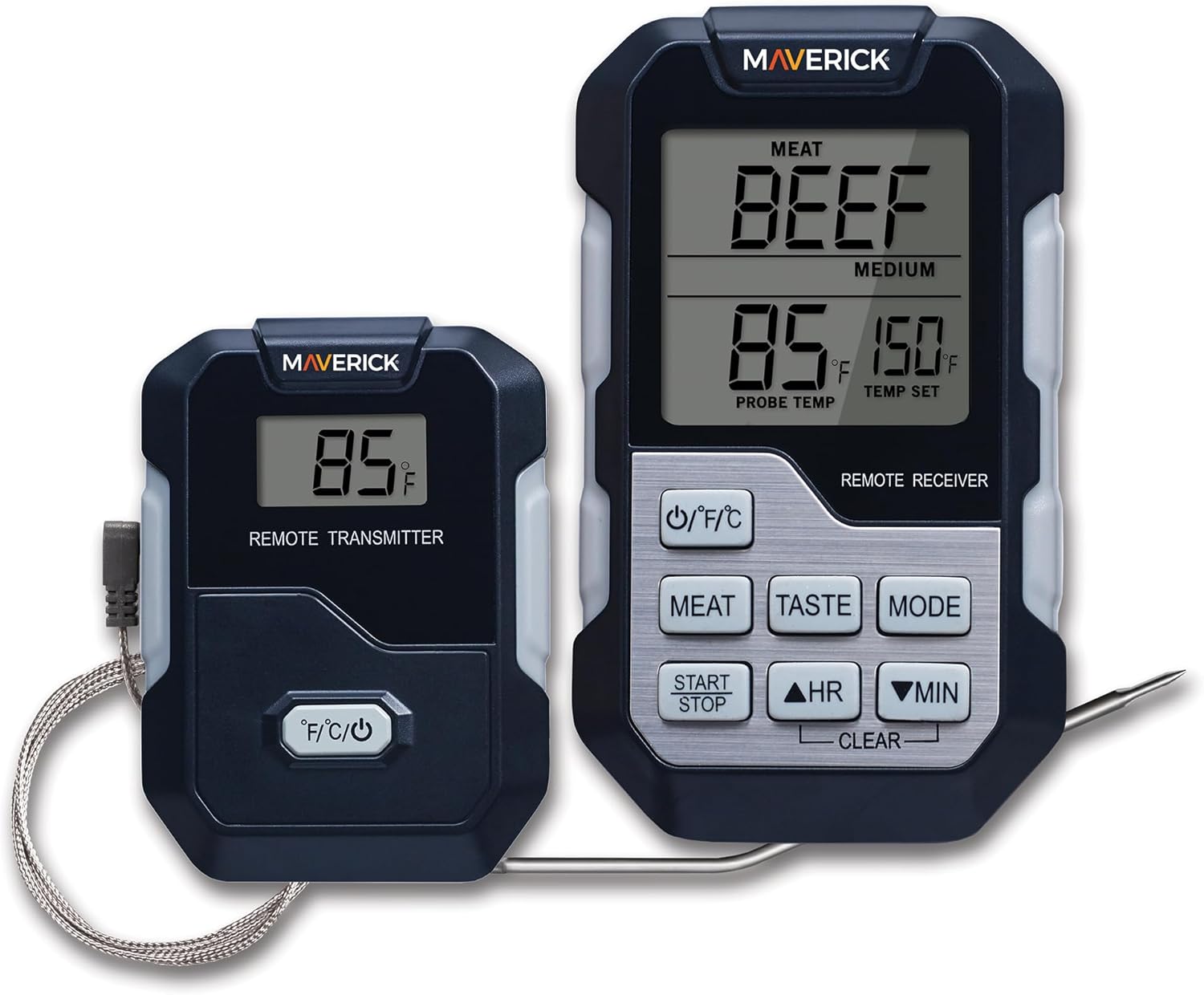 Maverick Long Range Digital Wireless Meat Thermometer, 300 ft Remote Monitoring, Timer, Heat-Resistant Probe (662°F), for Grilling, Smoking, Roasting & Oven Cooking (Dual Probe) (Single Probe)