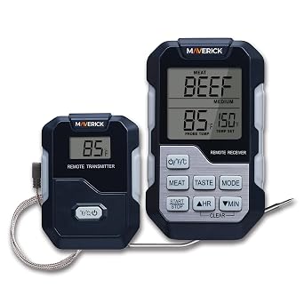 Maverick Long Range Digital Wireless Meat Thermometer, 300 ft Remote Monitoring, Timer, Heat-Resistant Probe 662F, for Grilling, Smoking, Roasting & Oven Cooking Dual Probe Single Probe