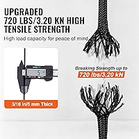 Vista 5 de VEVOR Cuerda de nailon trenzada, 3/16 pulgadas x 250 pies, 32 hebras, 720 LBS de resistencia a la rotura para exteriores, aparejo de árbol arborista