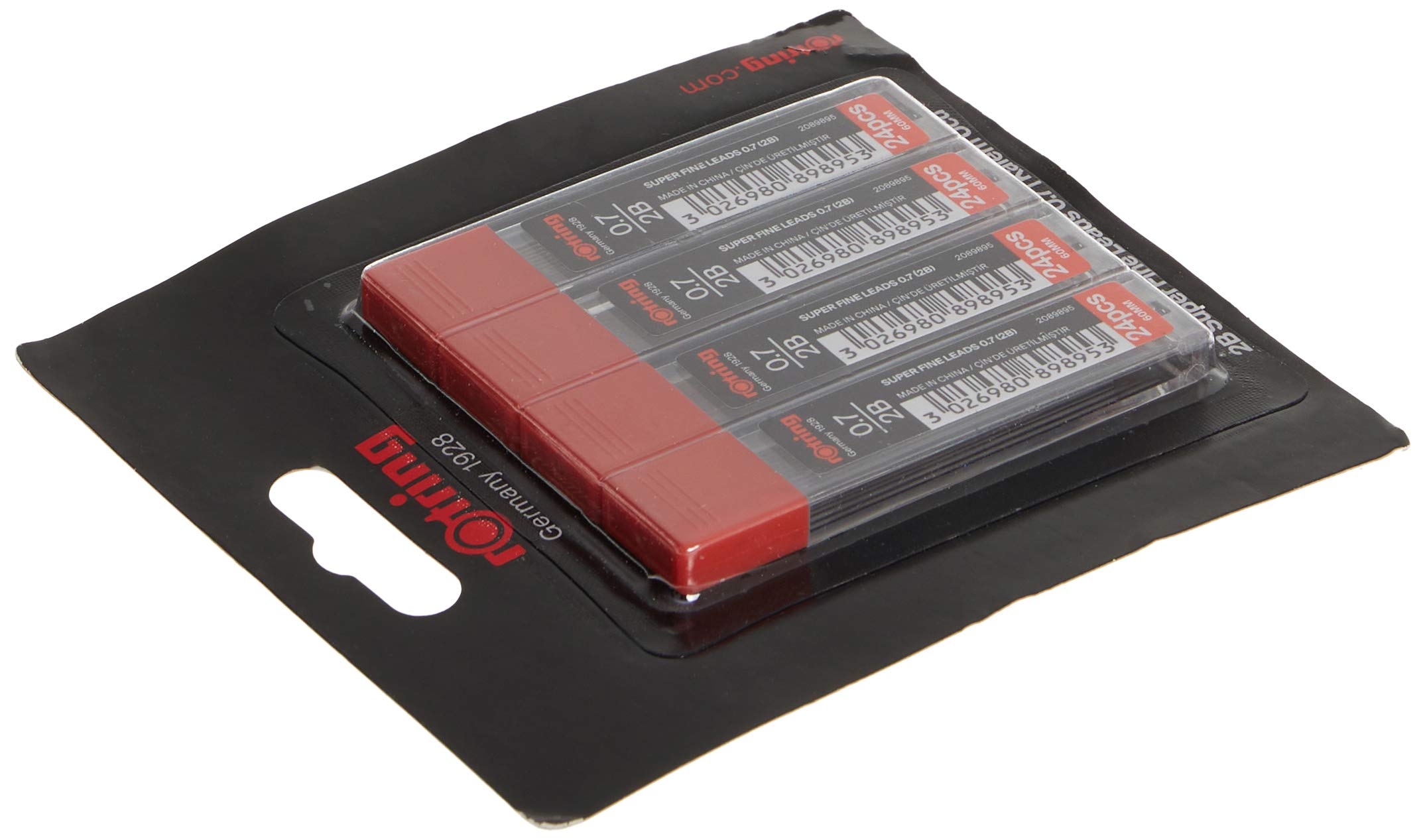 Rotring 0,7 mm 2B super polimerowe wkłady ołówkowe do ołówków mechanicznych, łącznie 96 wkładów, 4 tubki