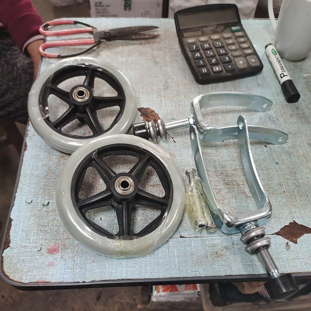 Ruedas de Repuesto para Silla de Ruedas con Horquilla Delantera, Piezas de Repuesto para Ruedas Delanteras de Silla de Ruedas, Horquilla Delantera para Andador/B/7 Pulgadas