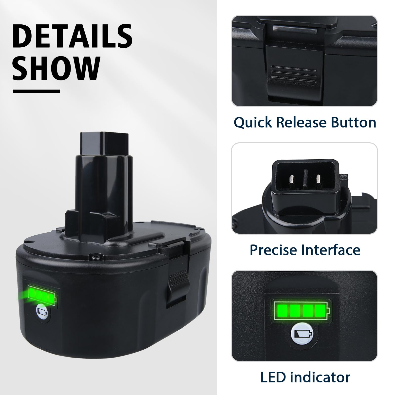 18v Battery 2-Pack 6.5Ah 18V Lithium-Ion Battery Replacement For DeWalt XRP  Tools - DC9096, DW9096, Etc. 18 Volt Dewalt Battery