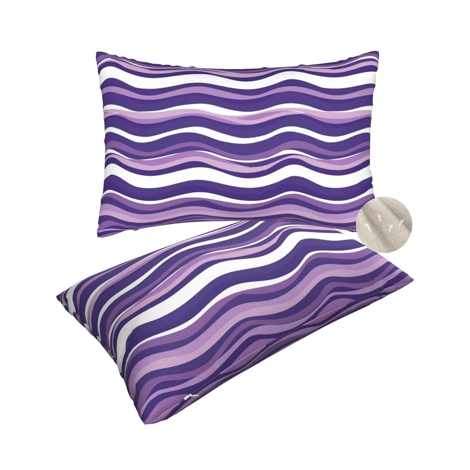 Housse coussin 60x80 cm violette lot de 2 rectangulaire pour canapé salon