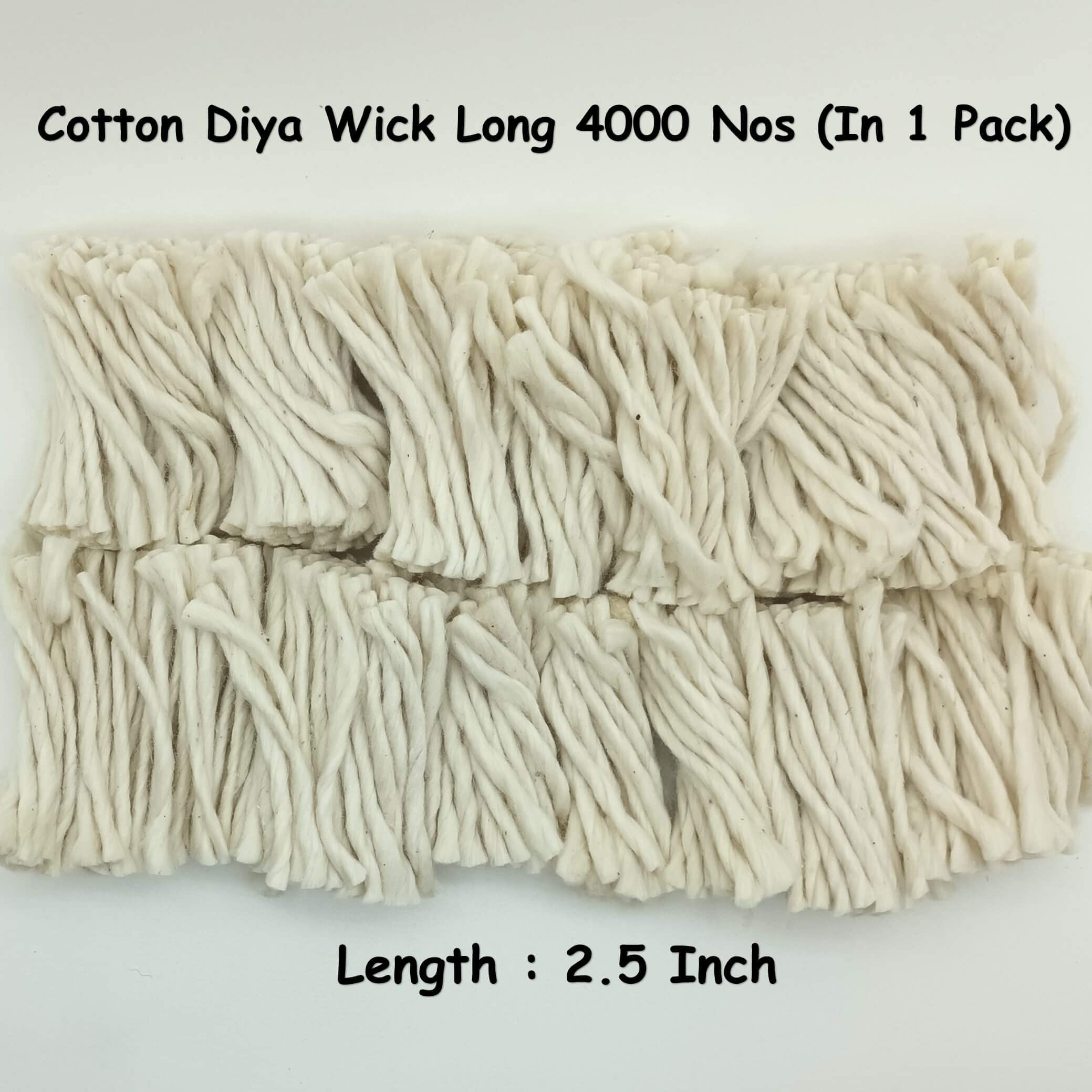 Long Cotton Diya Wicks - 4000 Pack for Pooja -2
