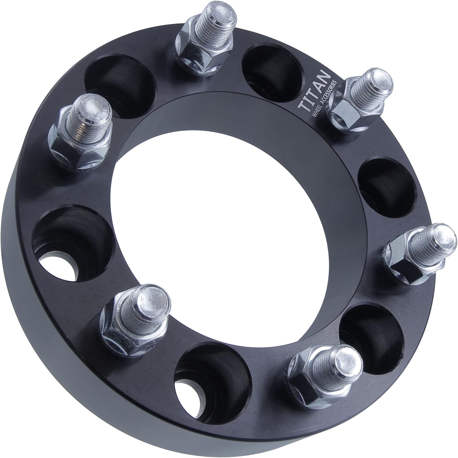 2" 6x5.5 Wheel Spacers - Wider Stance, Increased Clearance, Fits Dodge Fits Mitsubishi Fits Hummer Trucks - 2 Inch (50mm), 6x139.7, 12x1.5 Studs - Pair of 2 - Black