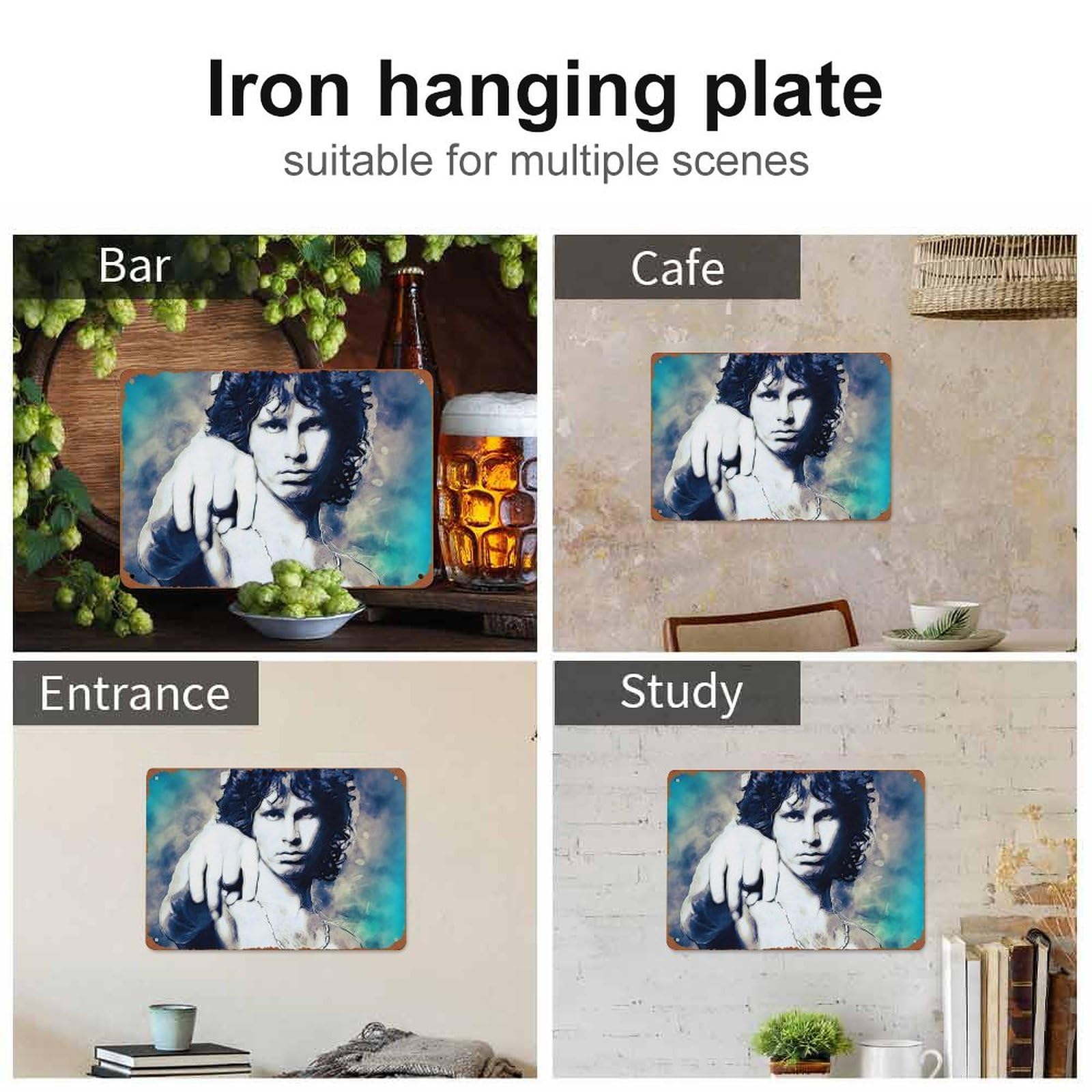 Poster In Metallo Retrò Jim Morrison 20x30 Cm Per Decorazione Parete Bar Casa