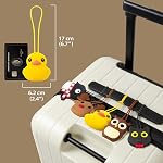 BONE Character Luggage Tag for Travel & School, Cute Cartoon Silicone Name Tag for Kids, Adults & Backpacks, Reusable (Patti Duck)