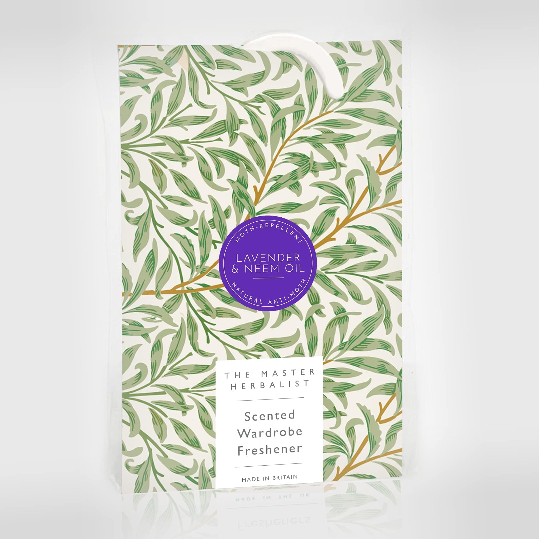 The Master Herbalist ANTI-MOTH | LAVENDER & NEEM OIL Wardrobe Freshener in a WILLOW PATTERN. Natural Moth Repellent. Made in Britain