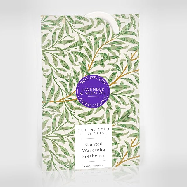 The Master Herbalist ANTI-MOTH | LAVENDER & NEEM OIL Wardrobe Freshener in a WILLIAM MORRIS Inspired WILLOW Design