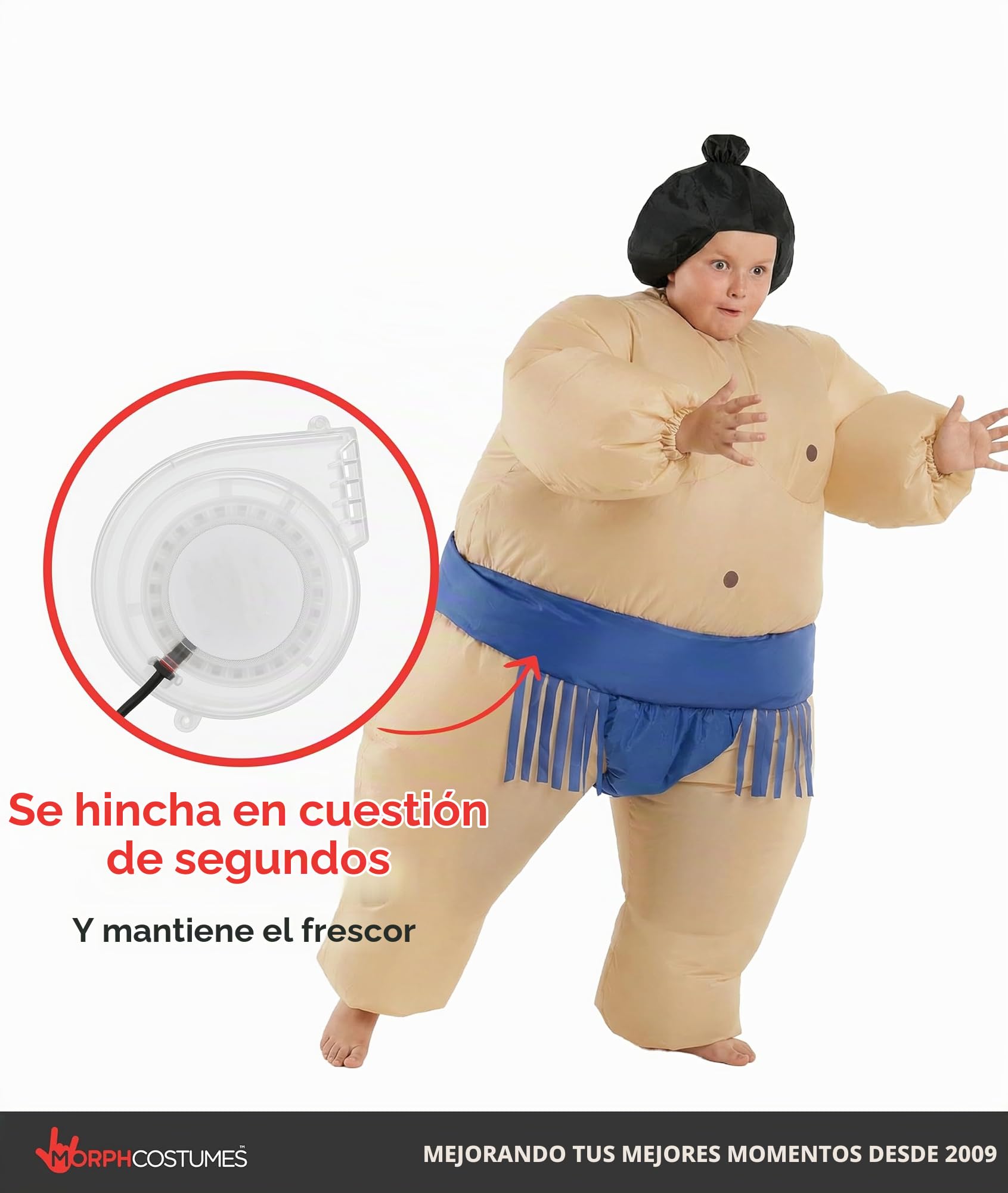 Morph Disfraz Sumo Hinchable Niño y Niña, Luchador Sumo, Disfraces para Carnaval y Halloween
