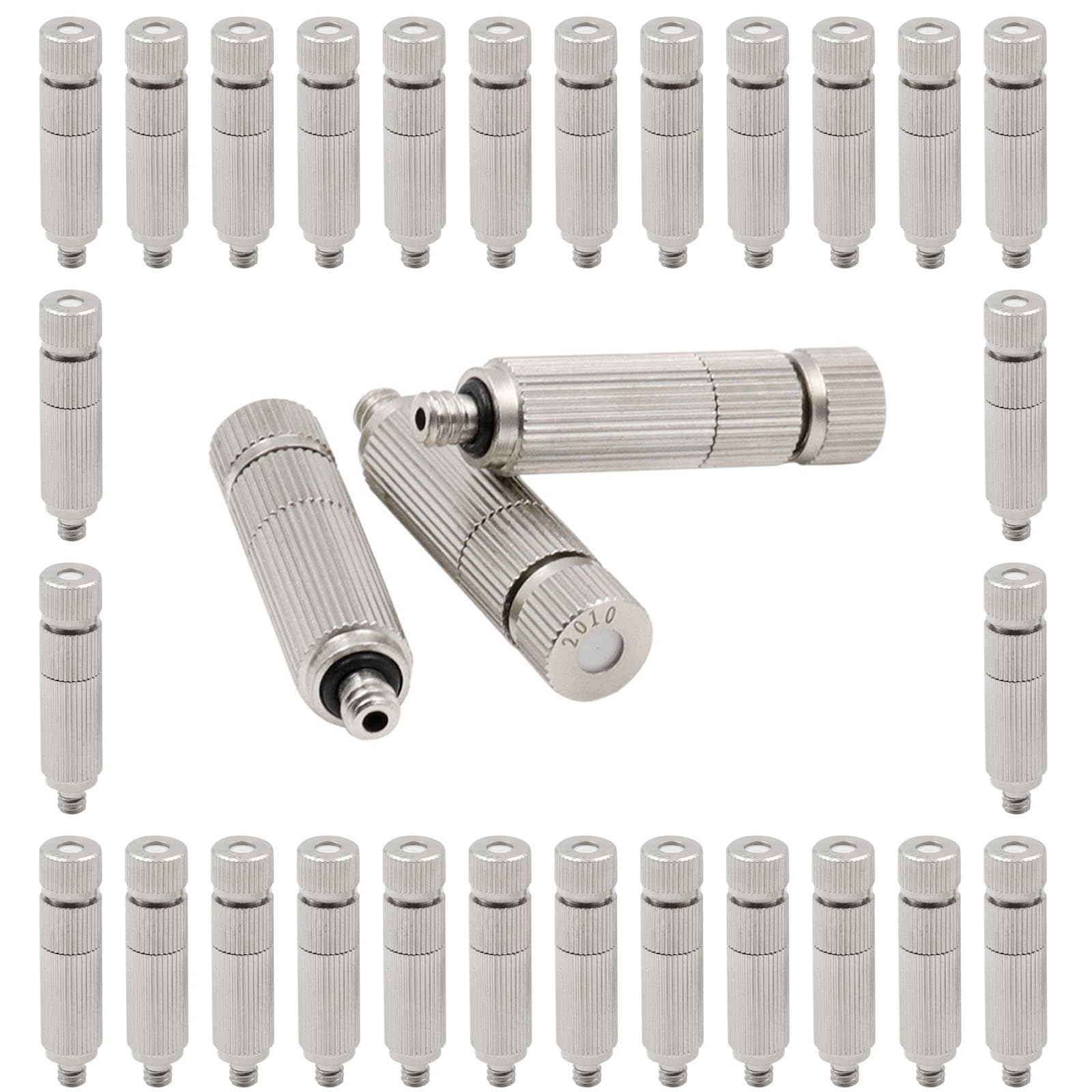 SXITHGKDW Brass Misting Nozzle, 50 pcs Brass Misting Nozzles Multicolor 0.1-0.8mm for Outdoor Cooling 10/24 UNC(Silver,0.2mm)