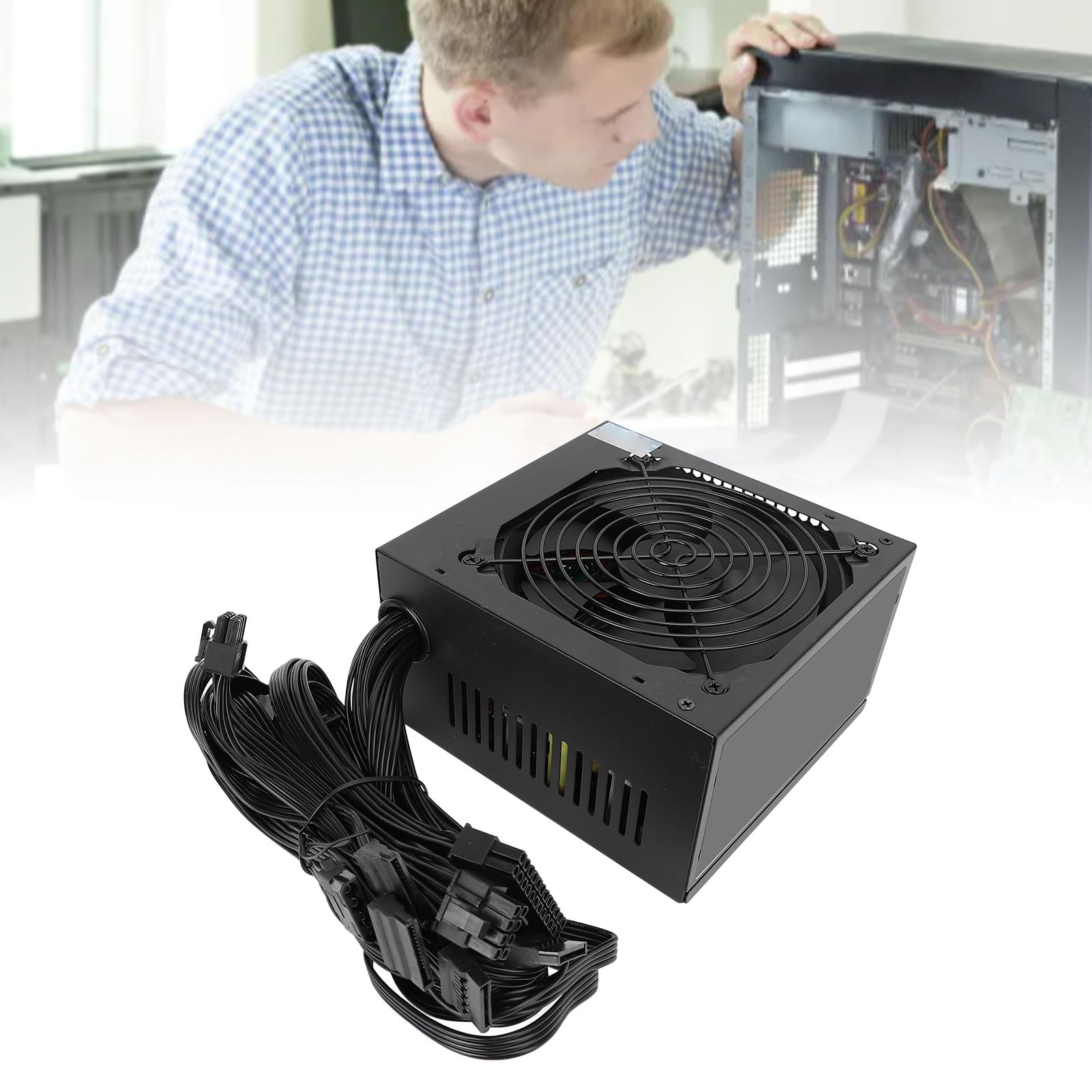 PUSOKEI Alimentatore per Chassis Desktop 500 W |ATX a Temperatura Controllata con Supporto per Protezioni Multiple Dual Core