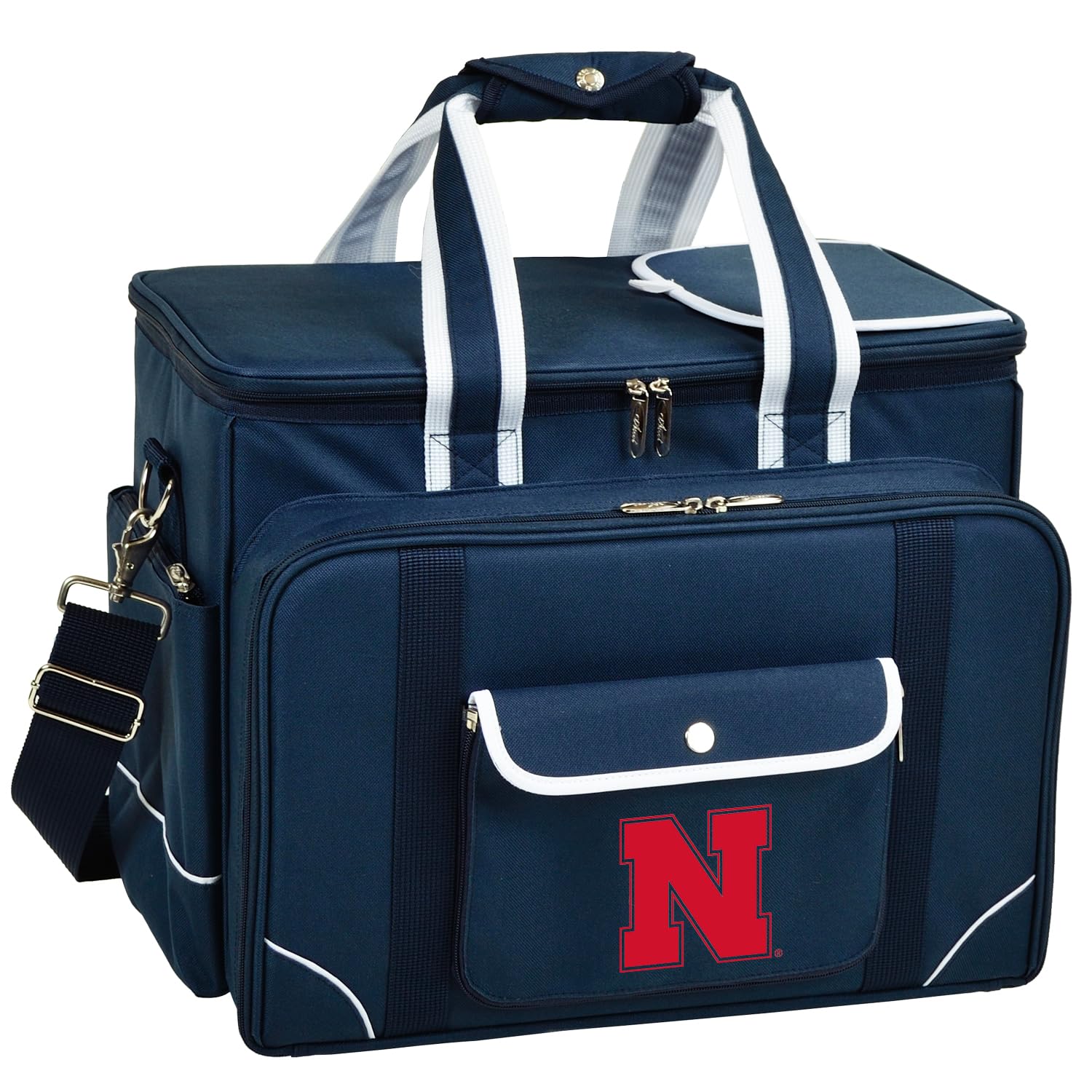 Nebraska University Licensed Cornhuskers Original Insulated Picnic Cooler with Service for 4 - Designed & Assembled in The USA
