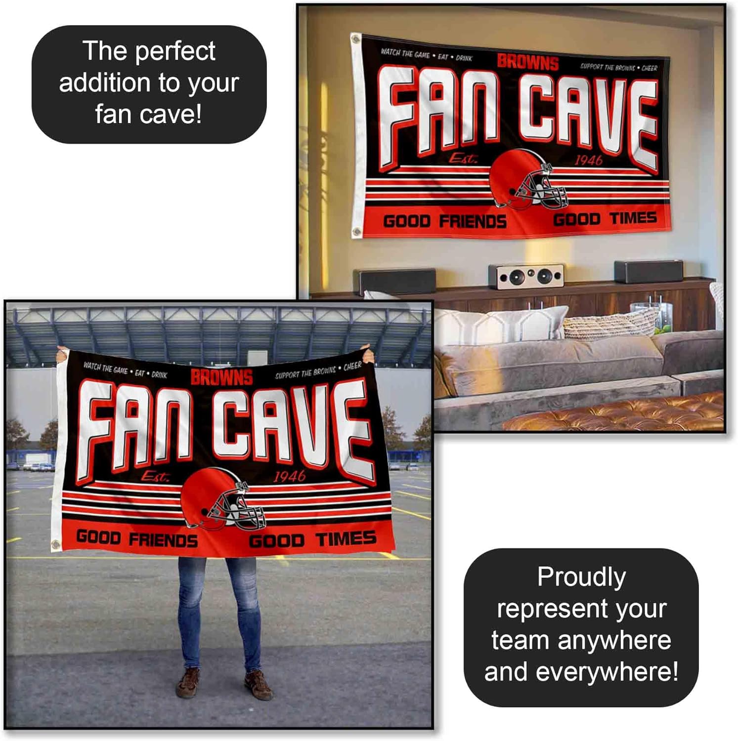 Cleveland Browns Fan Man Cave Banner Flag - Image 5