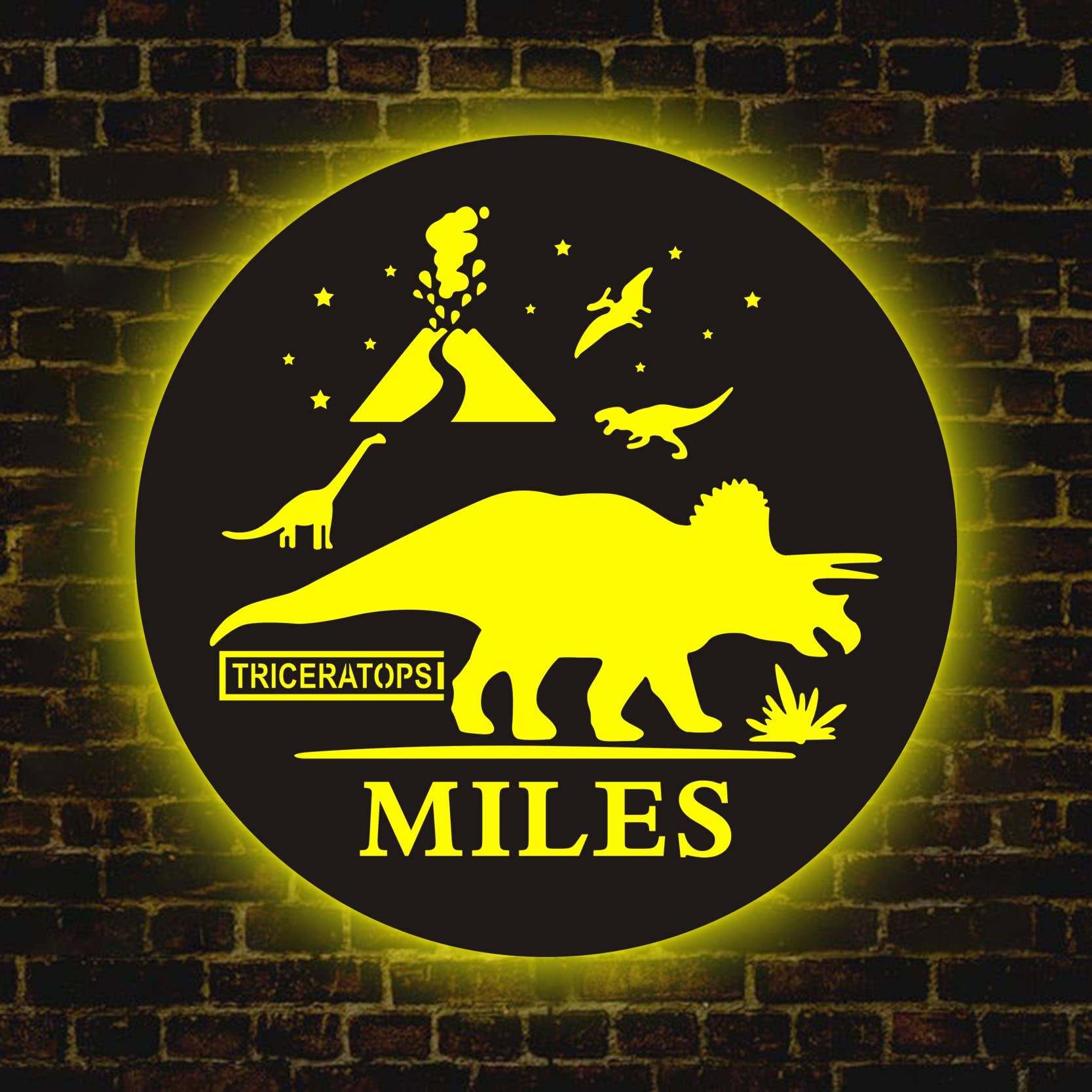 Personalized Triceratopsr Night Light, Dinosaur Night Light, Dinosaur Boys Wooden Led Night Light, Kids Bedroom Decor, Bedroom Decor Gifts for Boys Room, Personalized Birthday Gift for Kids