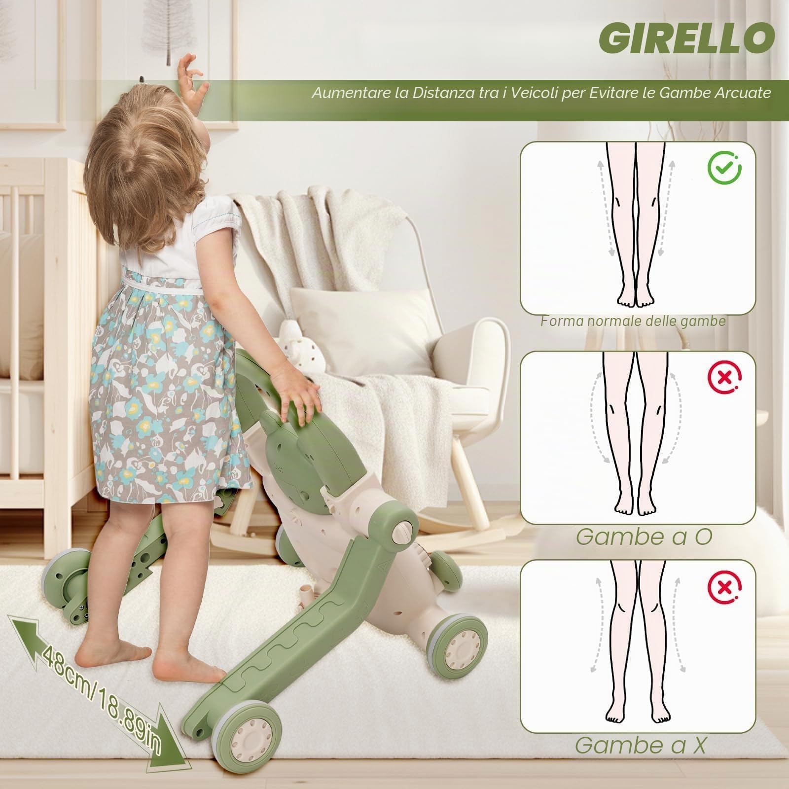 Primi Passi per Bambini 3 in 1,Girello Bambino,con Luci, Musica e Giocattoli, Velocità Regolabile Girello,Monopattino, Bicicletta Senza Pedali,Adatto a Bambini di età Superiore ai 6 Mesi