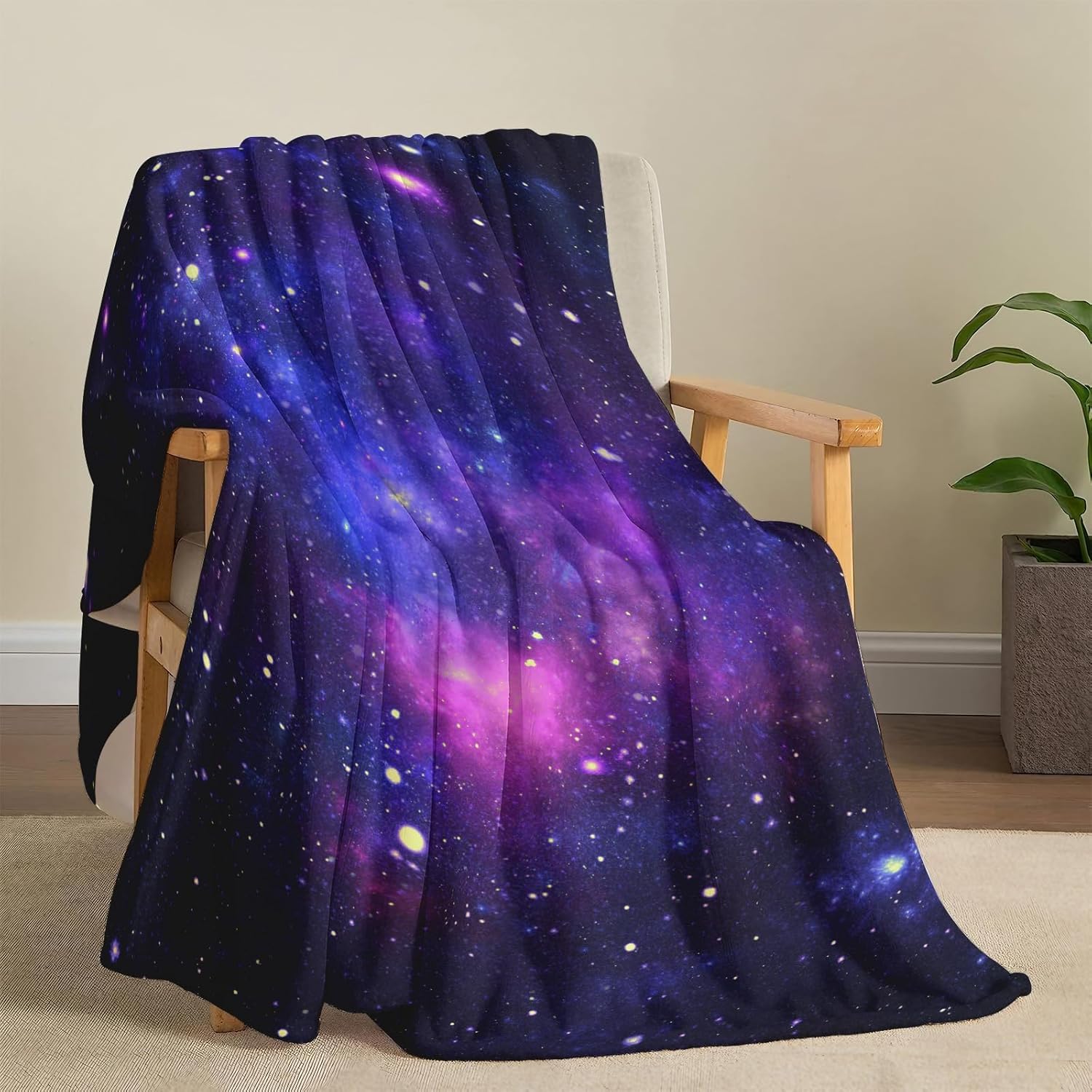 kampdream Space Fleece Throw Blanket, Galaxy Universe Starry Night Sky Nebula Stars Comforter Nap Throws for Couch Chair Bed Decor Comforter 40×50 inch - Image 5
