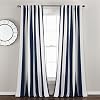 Lush Decor Wilbur Stripe Light Filtering Window Curtain Panels Pair 52 W x 84 L Navy - Striped Curtains for Living Room - Coastal Décor