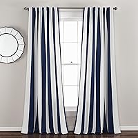 Vista 15 de Lush Decor Wilbur Stripe Par de cortinas de panel para ventana con filtro de luz, 84" x 52", amarillo