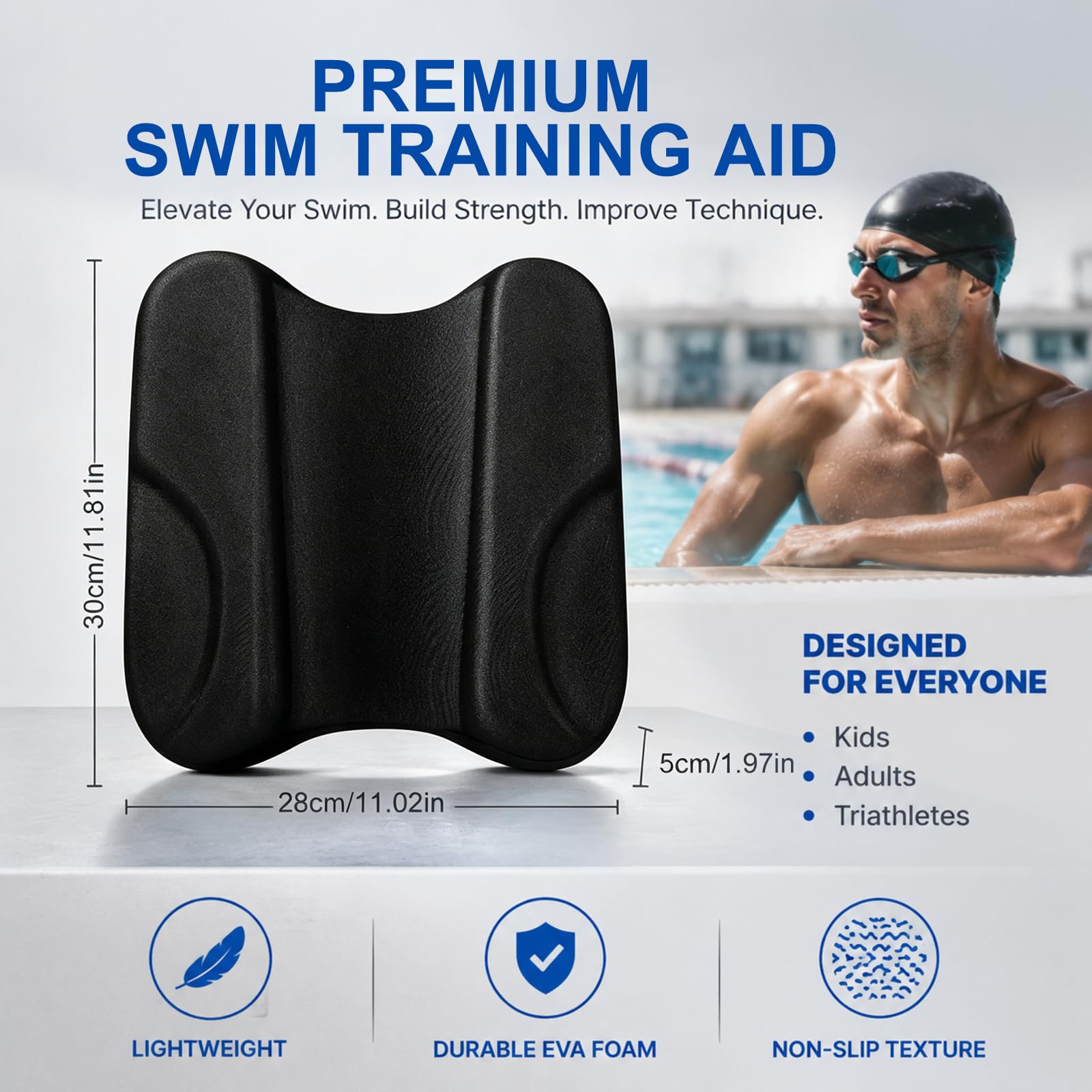 RANJIMA Pull Kick Schwimmbrett, Schwimm-Trainingshocker Pullbuoy, Swim Training Tool, Pullbuoy optimierung der Technik und Wasserlage beim Schwimmtraining