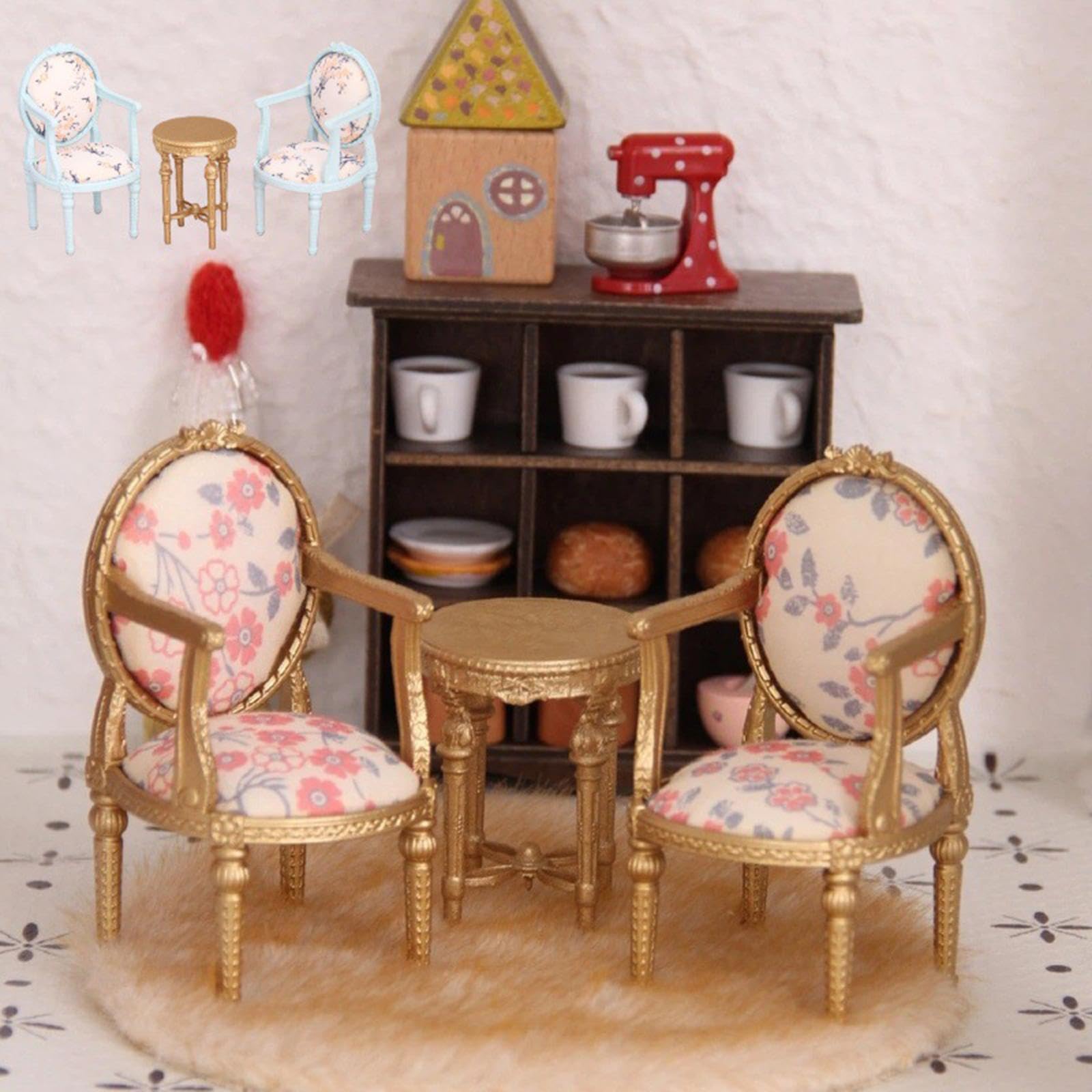 Miniatura Sedia Resina Per Diorama Fai Da Te,Oro