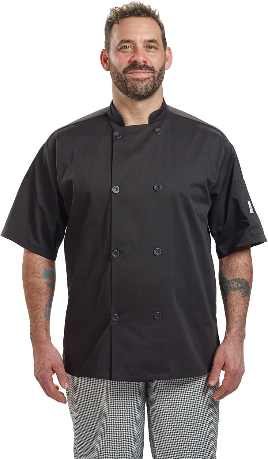 Mercer Culinary Millennia Air Short Sleeve Men's Cook Jack with Full Mesh Back, Large, Black - Image 4