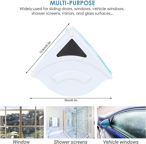 Miniatura 6 de Limpiador magnético de ventanas, cepillo de limpieza de ventanas de doble cara, limpiador de vidrio para lavarla, herramienta magnética de limpieza