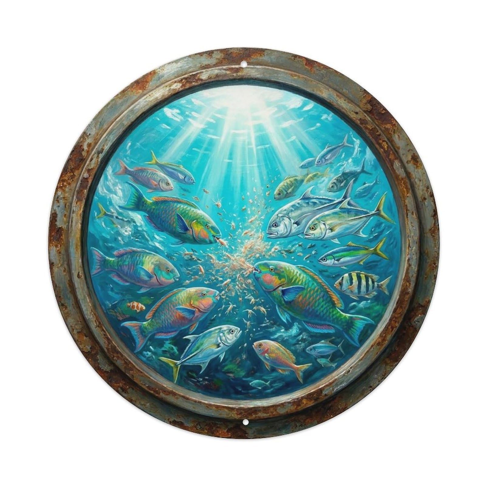 Vintage Porthole Diurnal Feeder Ship Window Under Deep Metal Tin Sign