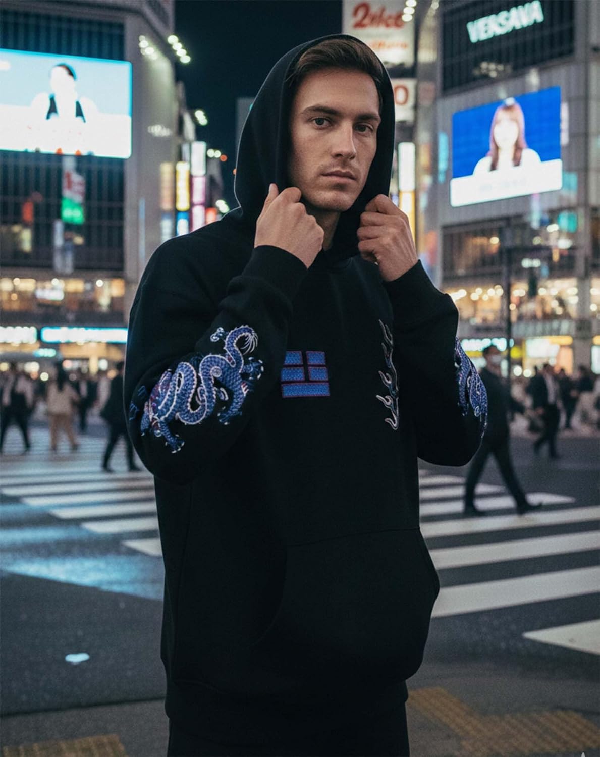 Niepce Inc Streetwear Men's Dragon Embroidered Heavyweight Graphic Hoodies - Image 4