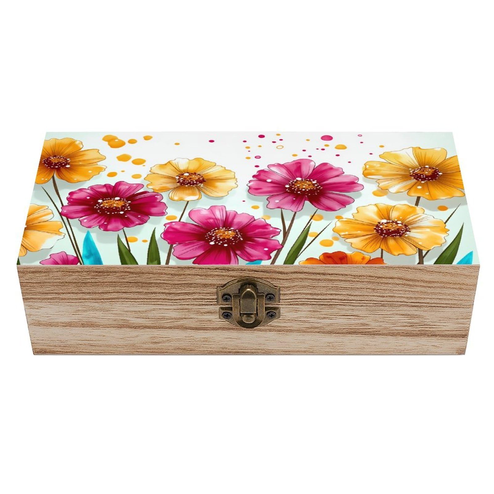 asbwuo Spring Blossoms Vintage Wooden Keepsake Box