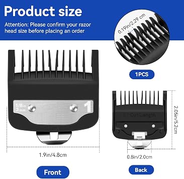 Replacement for Wahl Clipper Guards Set, Compatible with Wahl 1 Clipper Guards Set, 1/8 3mm Hair Clipper Guards Set for Professional Stylists and Barbers, Black