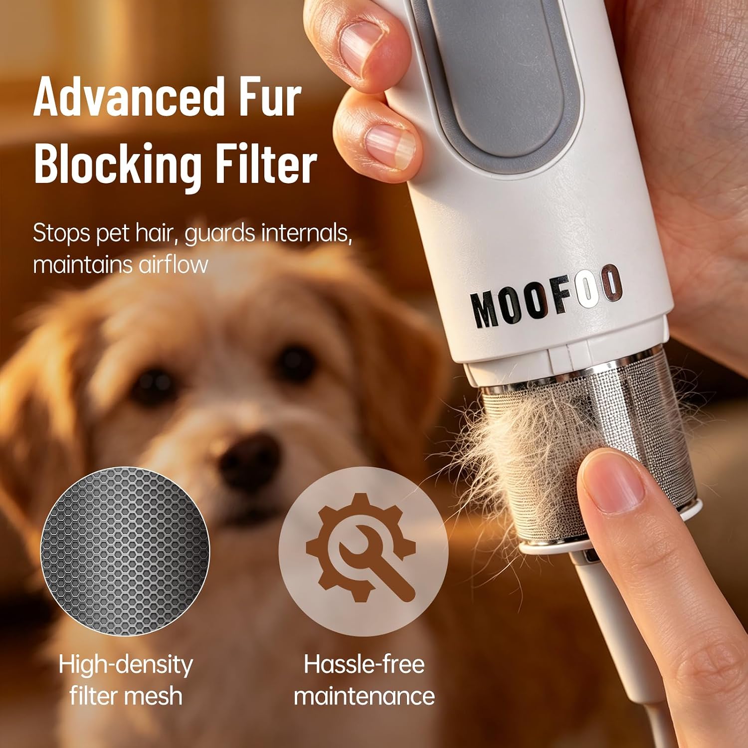 High Velocity Pet Dryer for Dogs & Cats - Quiet Professional-Grade Blow Dryer with 110,000RPM Brush-Less Motor, Adjustable Heat & Speed, Magnetic Nozzles, Home & Groomer Use (110V) image 5