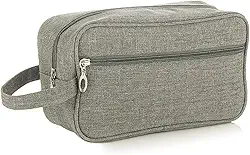 Necessaire Masculina para Viagem Nylon com Alça Lateral Dois Compartimentos Bolsa de Toilette Executiva Organizador Perfumes Shampoo (CINZA)