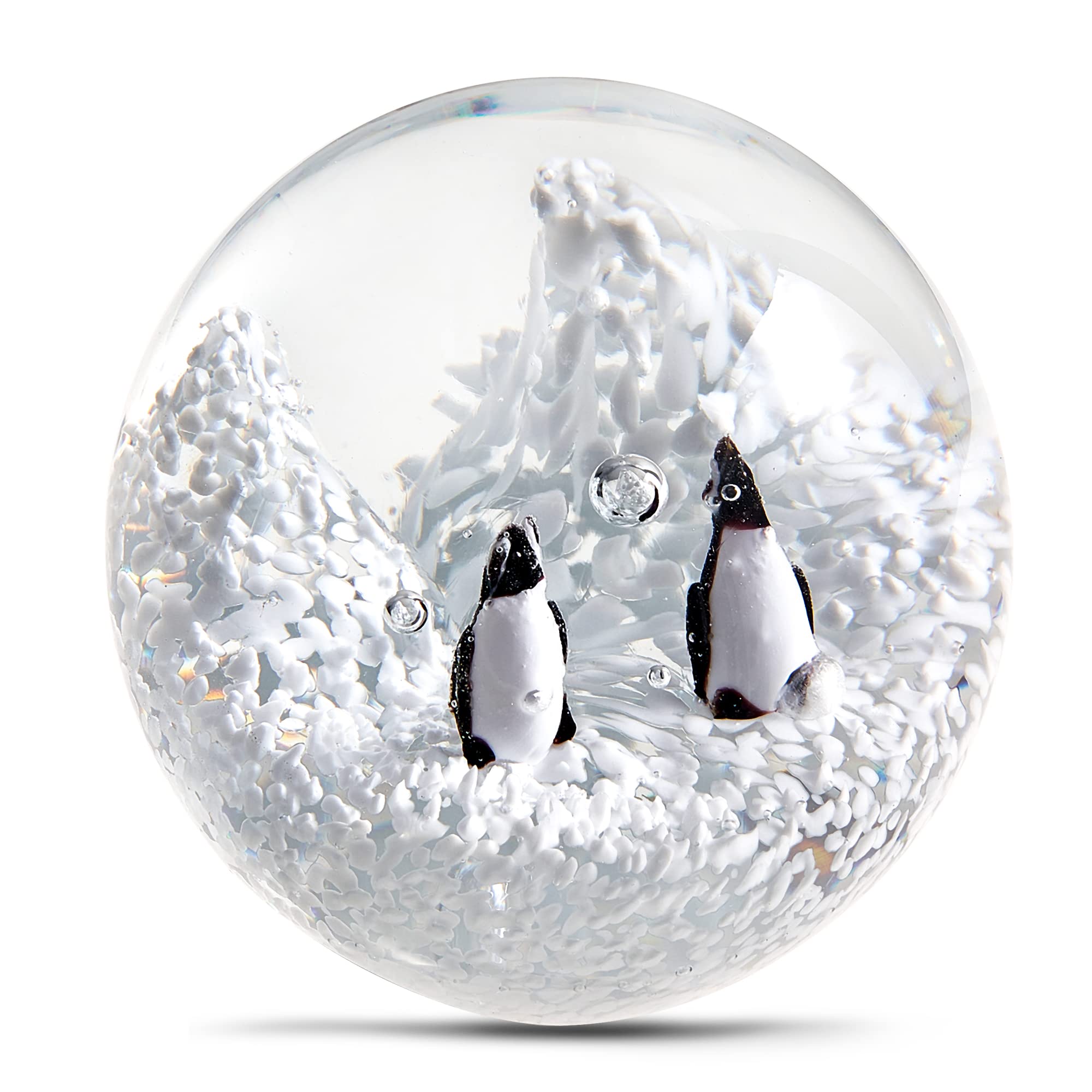 Eustuma Penguin Hand Blown Glass Paperweight,Sea Animal Ornament For Fish Tank Aquarium,Sea Animals Collection For Birthday Gift,Paperweight Glass Ball