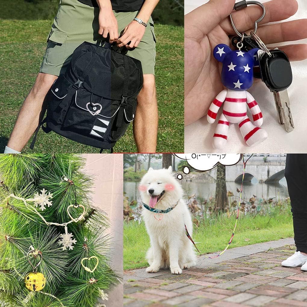 Heart Shape Screw Carabiner Keychain, Multi-Function Small Cute Locking Carabiner Clip for Keys Camping Hiking Fishing Traveling Dog Novelty Carabiners image 4
