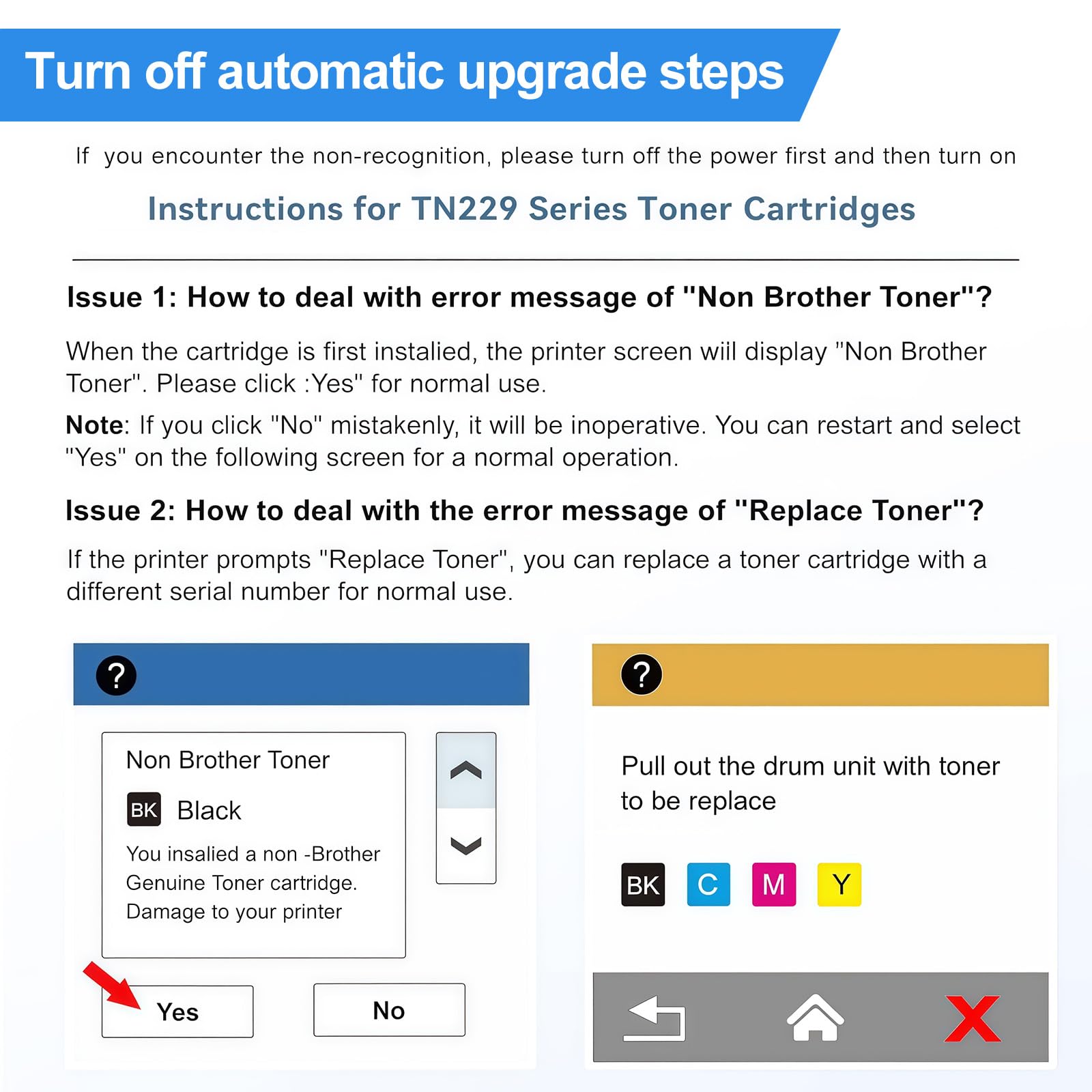 Lot de 4 cartouches de toner compatibles TN229XL TN-229XL TN229 XL pour imprimante MFC-L3720CDW MFC-L3780CDW HL-L3220CDW HL-L3280CDW HL-L3300CDW B/C/M/Y)