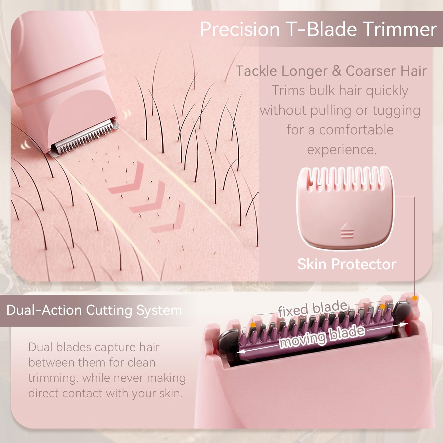 Rasoio per bikini da donna, 2 in 1, senza fili, elettrico, impermeabile, ricaricabile, rasoio portatile per viso, gambe (rosa-1)