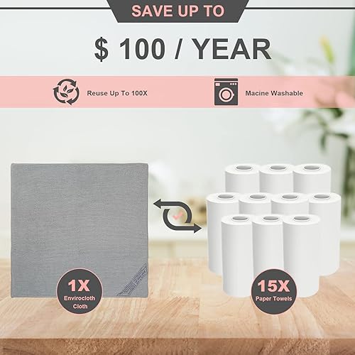 Miniatura 7 de Enviro - Paño de limpieza para el hogar, coche, restaurante, bar, oficina de hotel. Reutilizable, absorbente y suave, limpio sin dejar rastros