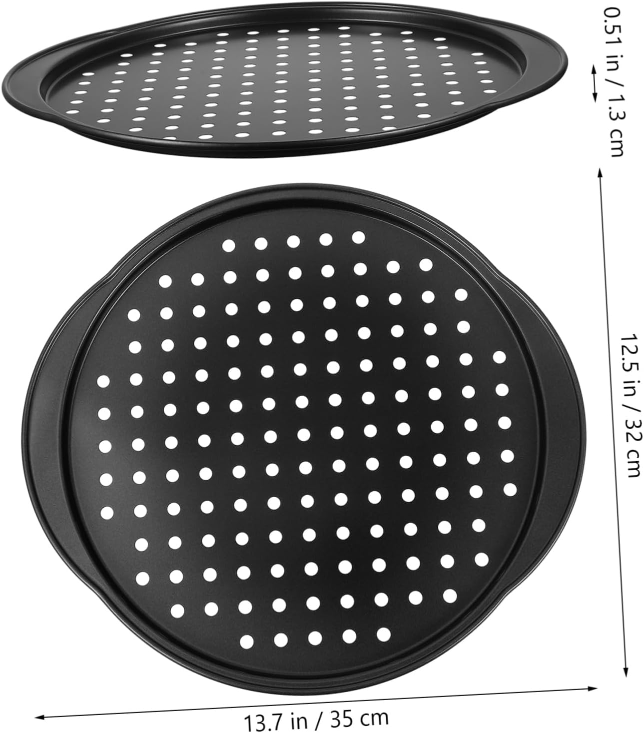 4-Piece Perforated Pizza Pans Set 35.5cm Nonstick Carbon Steel Baking Trays for Oven Round Bakeware for Home and Restaurant
