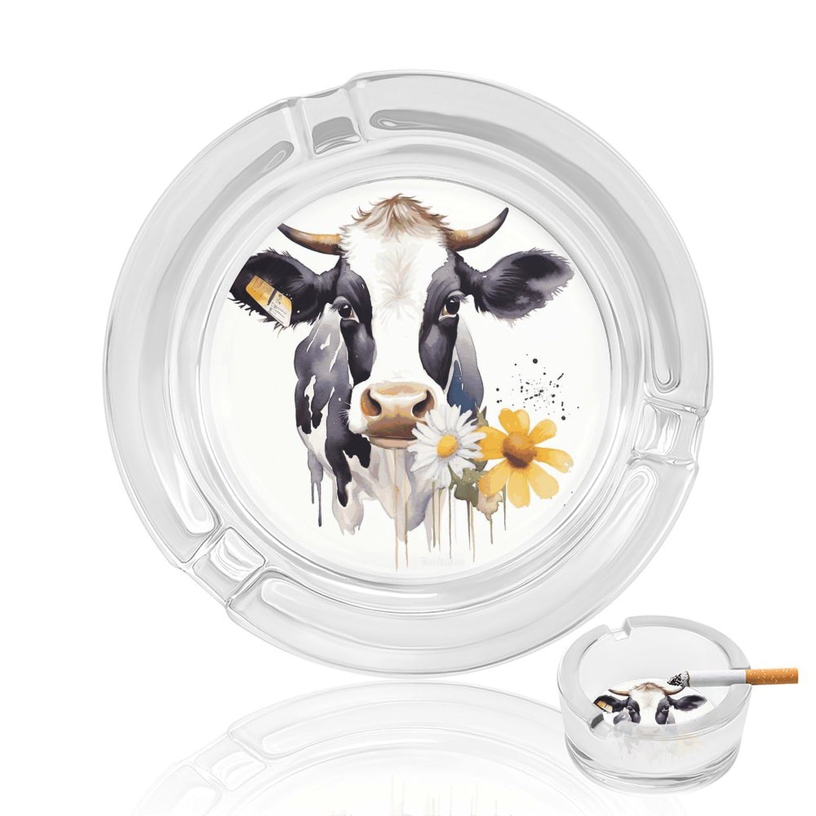 Cendrier pour le bureau en verre de table haut de gamme design vache