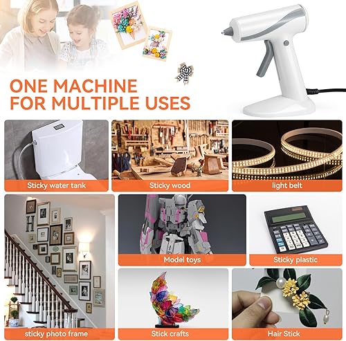 Miniatura 5 de Kit de pistola de pegamento caliente con 30 barras de pegamento, precalentamiento rápido, boquilla de precisión de 20 W de alta temperatura para