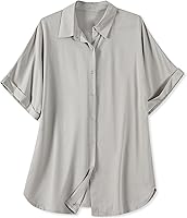 Vista 16 de Blusa suave casual de manga corta con broche frontal para mujer